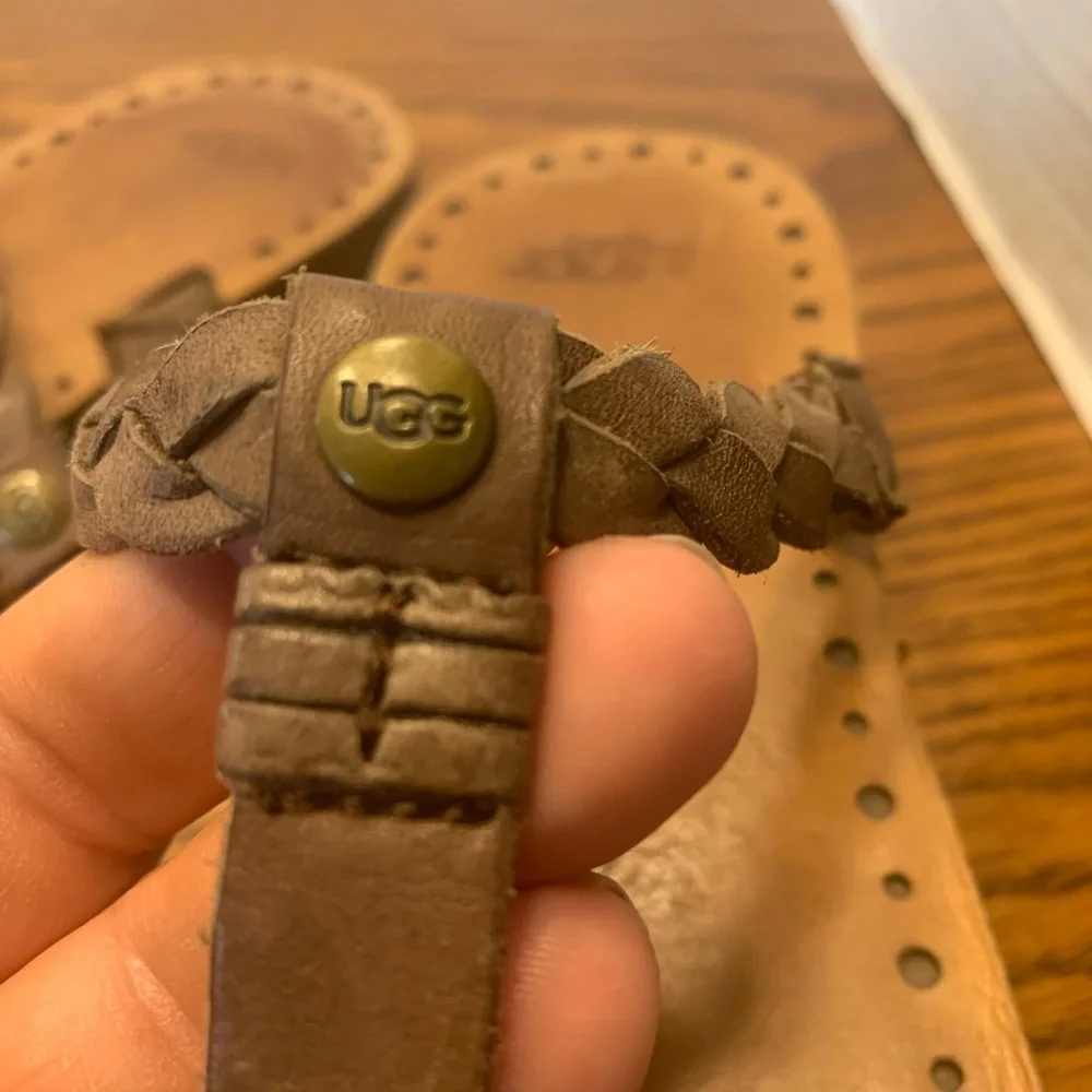 UGG Women's Brown Braided Sandals Size 8 casual hippie, festival Boho flat fun - Picture 8 of 11